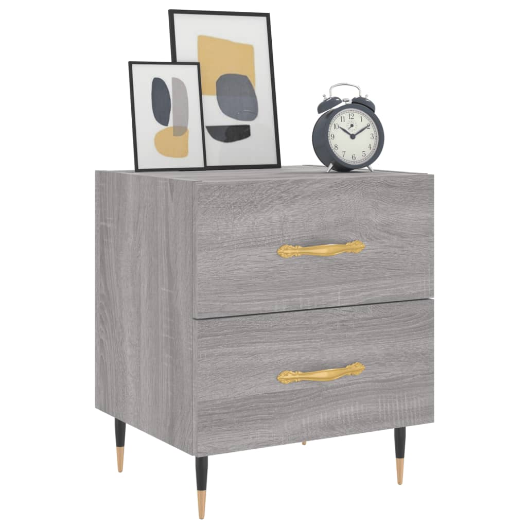 vidaXL Nachtkastjes 2 st 40x35x47,5 cm bewerkt hout grijs sonoma eiken