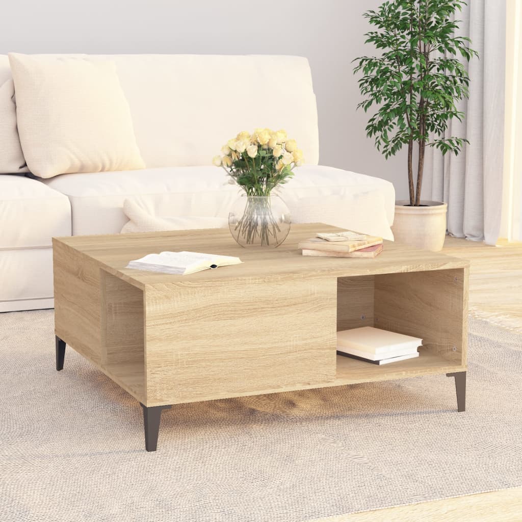 vidaXL Salontafel 80x80x36,5 cm bewerkt hout sonoma eikenkleurig