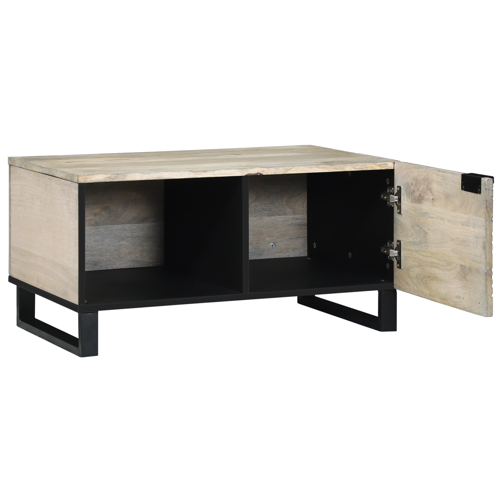 vidaXL Salontafels Wit, Zwart 80 x 50 x 40 cm Massief mango hout