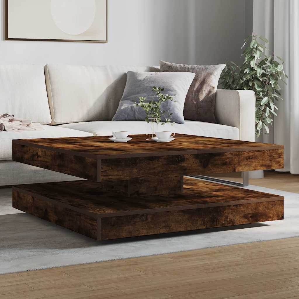 vidaXL Salontafel 360 graden draaibaar 90x90x34,5 cm gerookt eiken