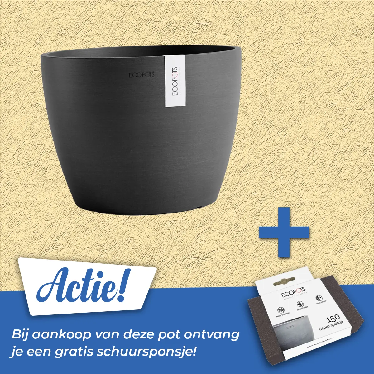 Ecopots Pot stockholm d31cm donkergrijs