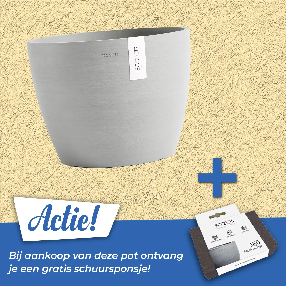 Ecopots Pot stockholm 40cm wit/grijs