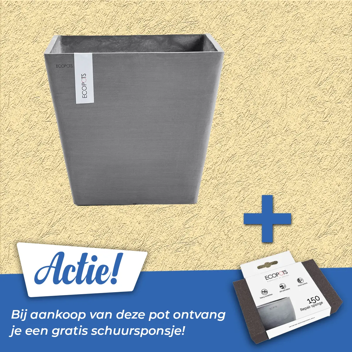 Ecopots Pot rotterdam l50b50h46cm grijs
