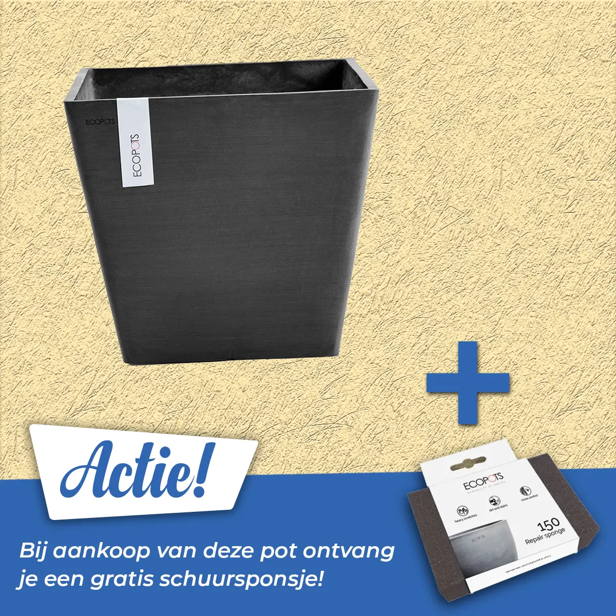 Ecopots Pot rotterdam dnkrgrijs l50b50cm