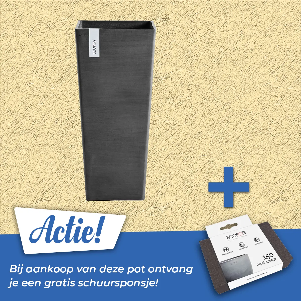 Ecopots Pot rotterdam donkergrijs l32b32h70