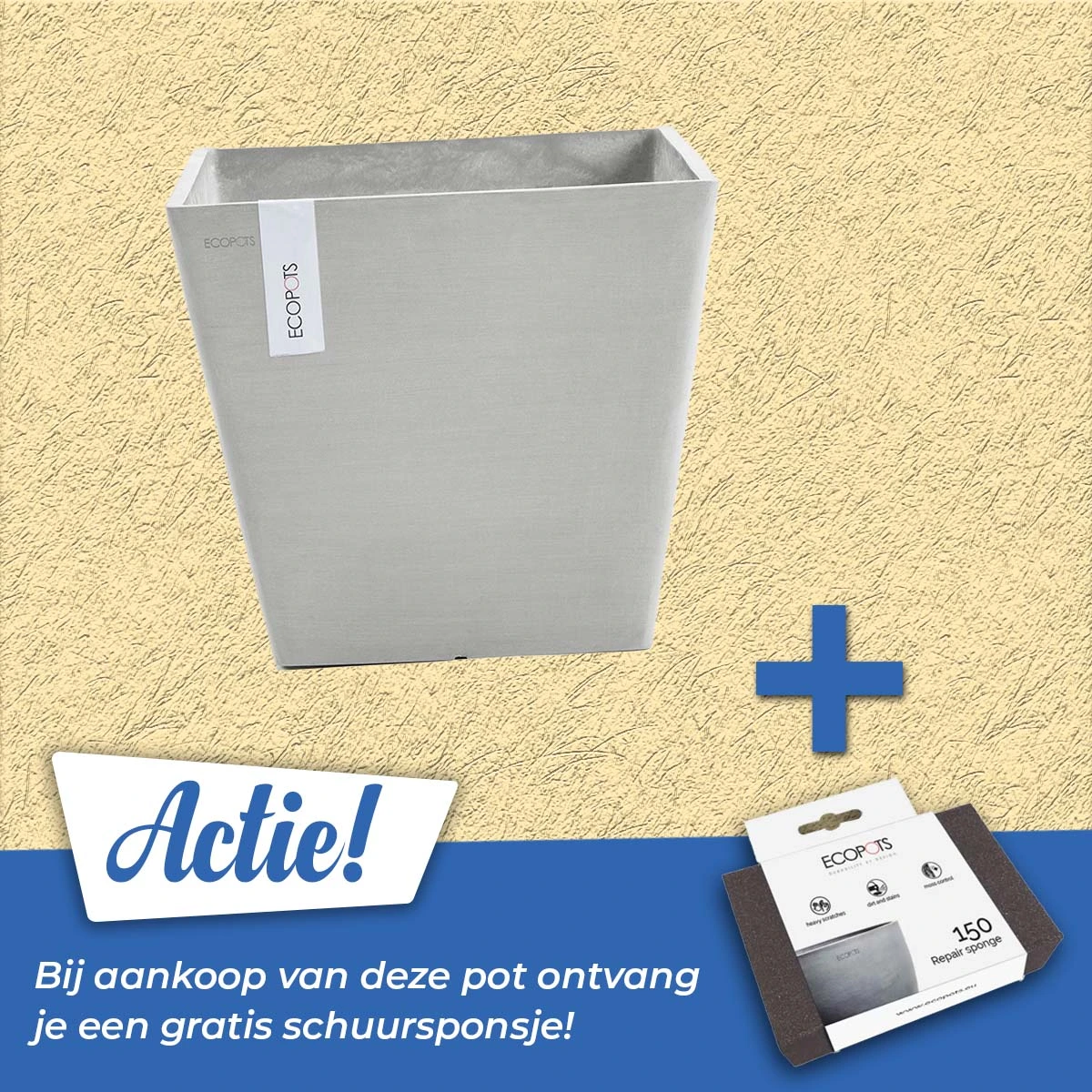 Ecopots Pot rotterdam witgrijs l50b50h46cm