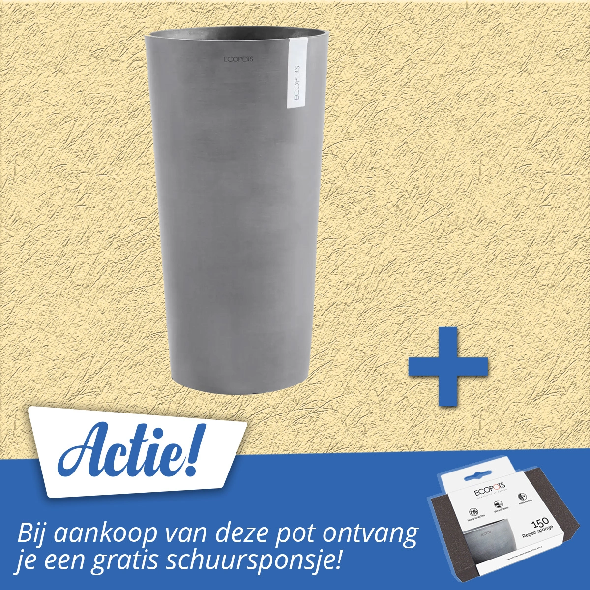 Ecopots Bloempot Half Hoog Amsterdam 66 cm Grijs 