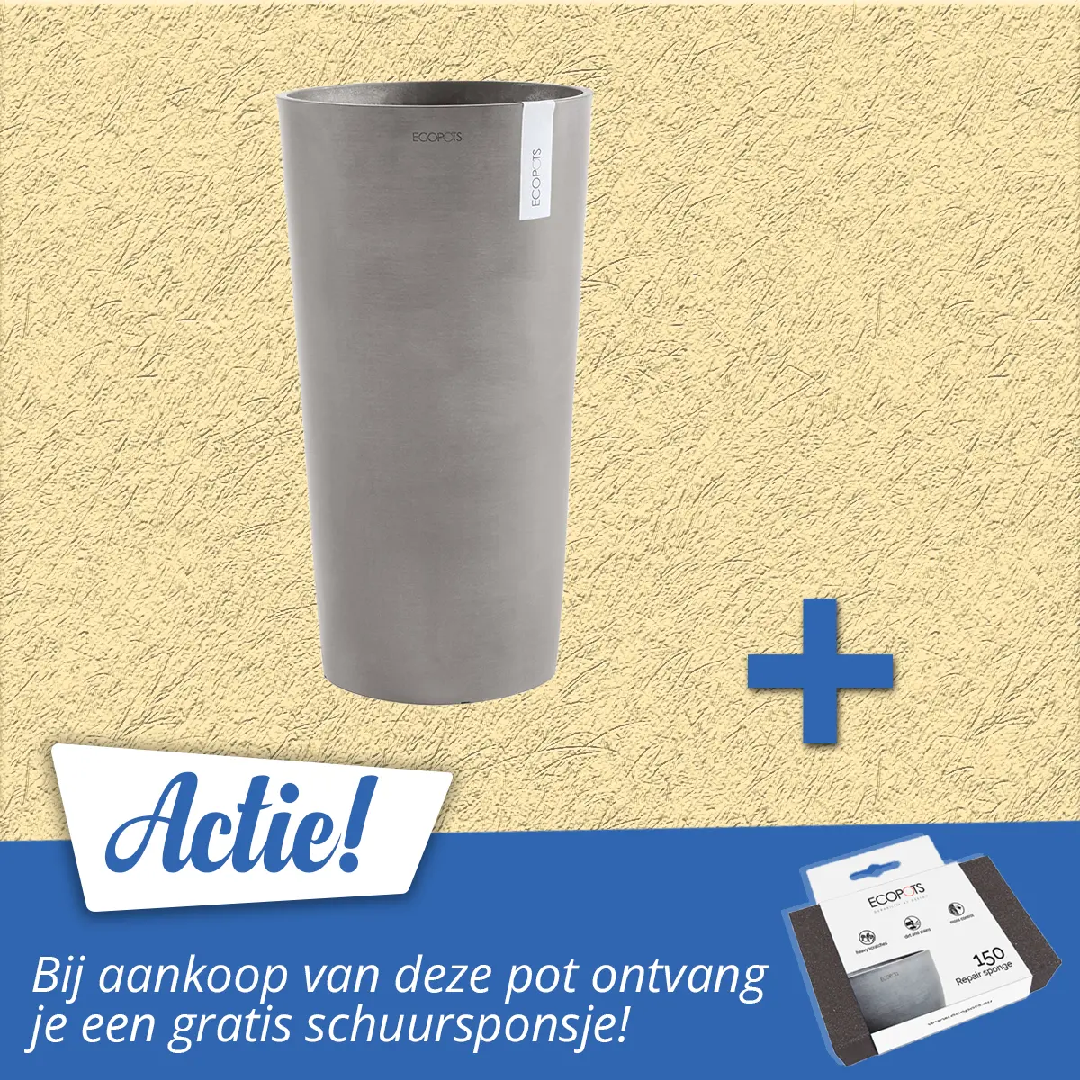 Ecopots Bloempot Half Hoog Amsterdam 66 cm Taupe 