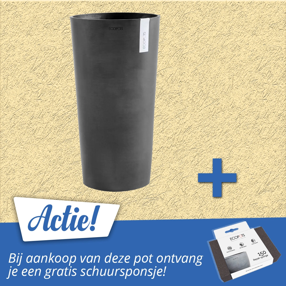 Ecopots Bloempot Hoog Amsterdam 76 cm Donkergrijs Antraciet 