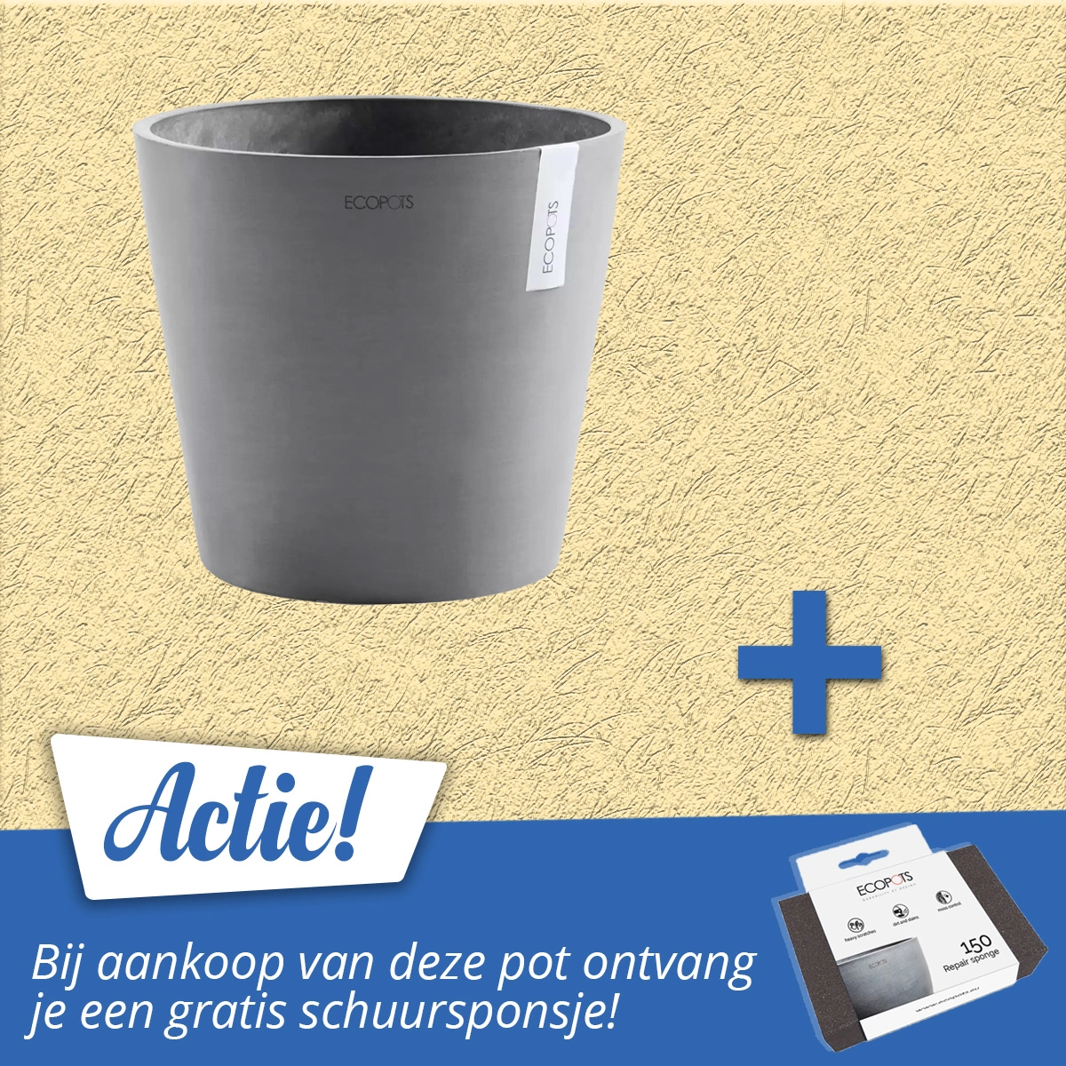 Ecopots Bloempot Amsterdam met Waterreserve 40 cm Grijs 