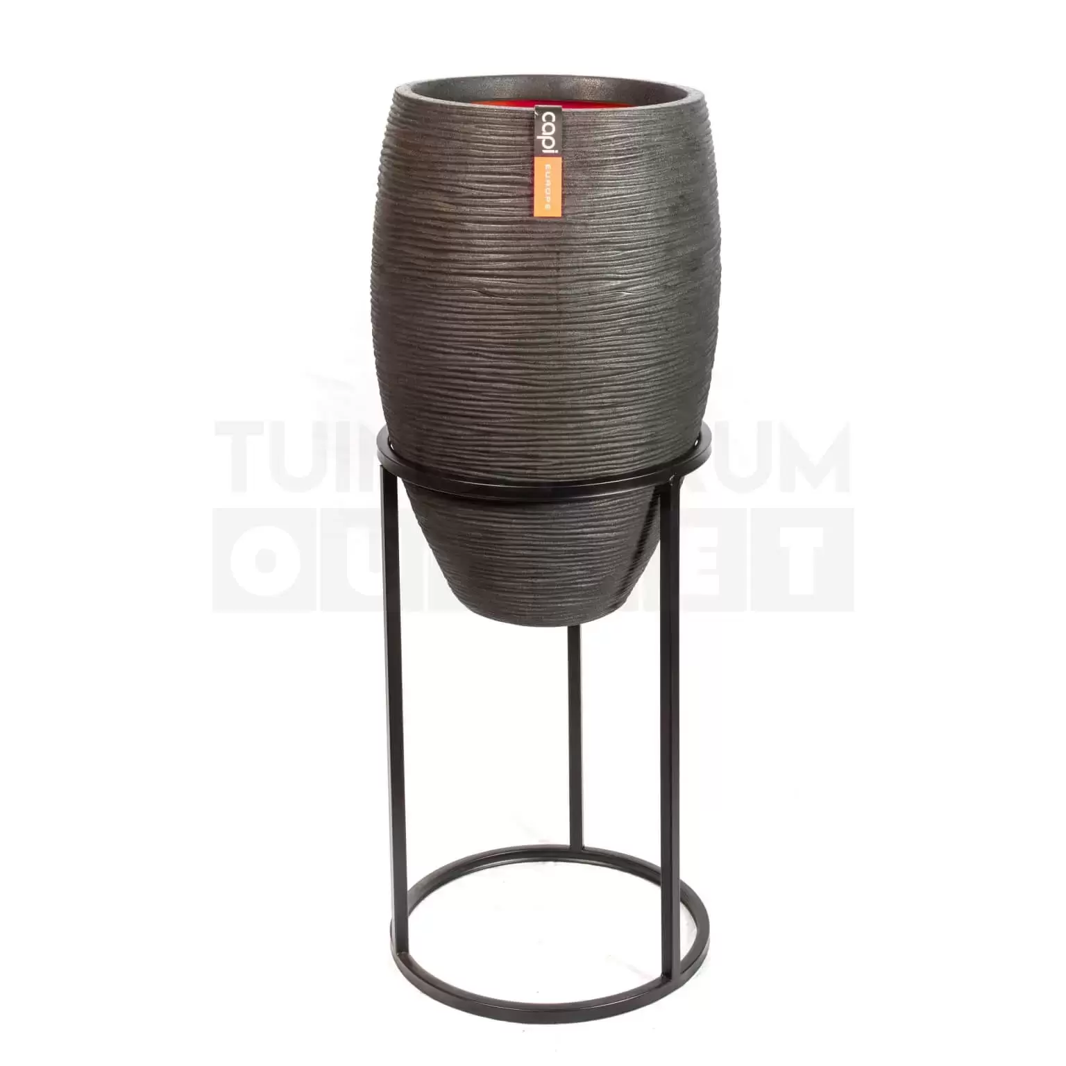 Capi Europe Vaas elegant deluxe Rib NL Ø45 H72 zwart met standaard