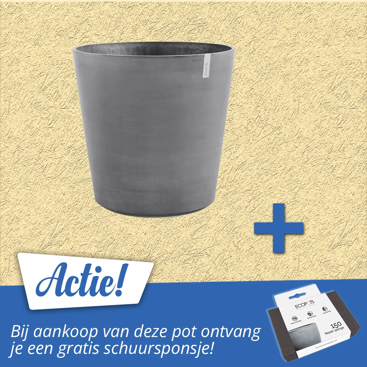 Ecopots Bloempot Amsterdam 100 cm Grijs met wielen 