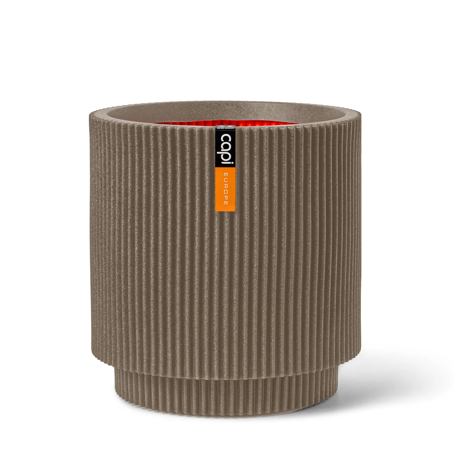 Capi Europe Vaas cilinder Groove NL 44x46 warm taupe