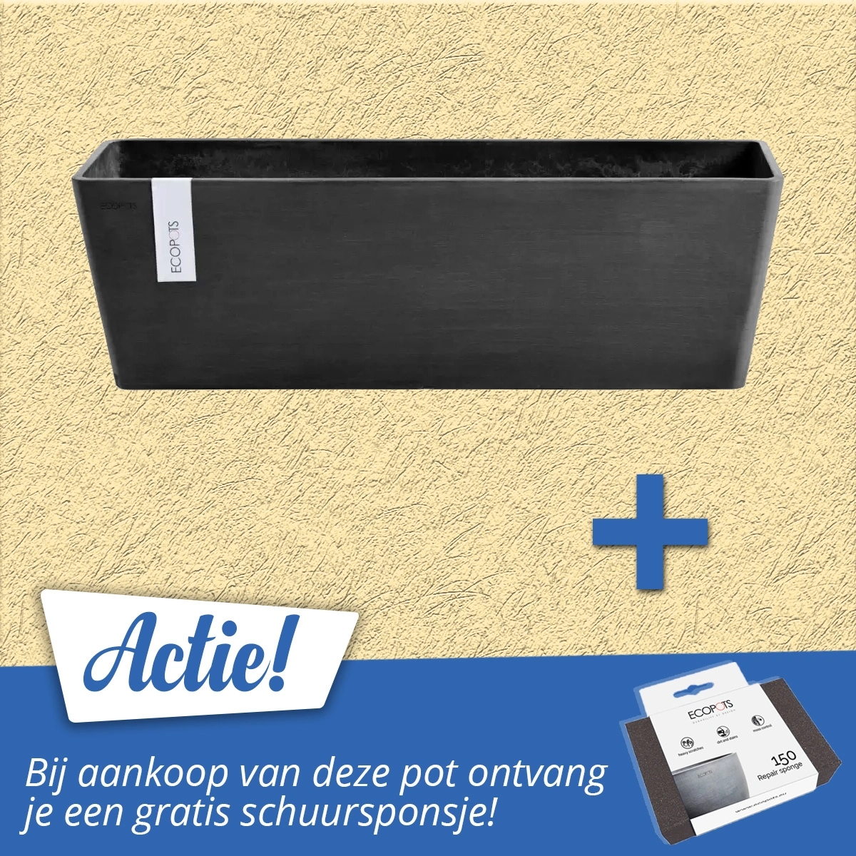 Ecopots Bloembak Bruges 55 cm Donkergrijs Antraciet 