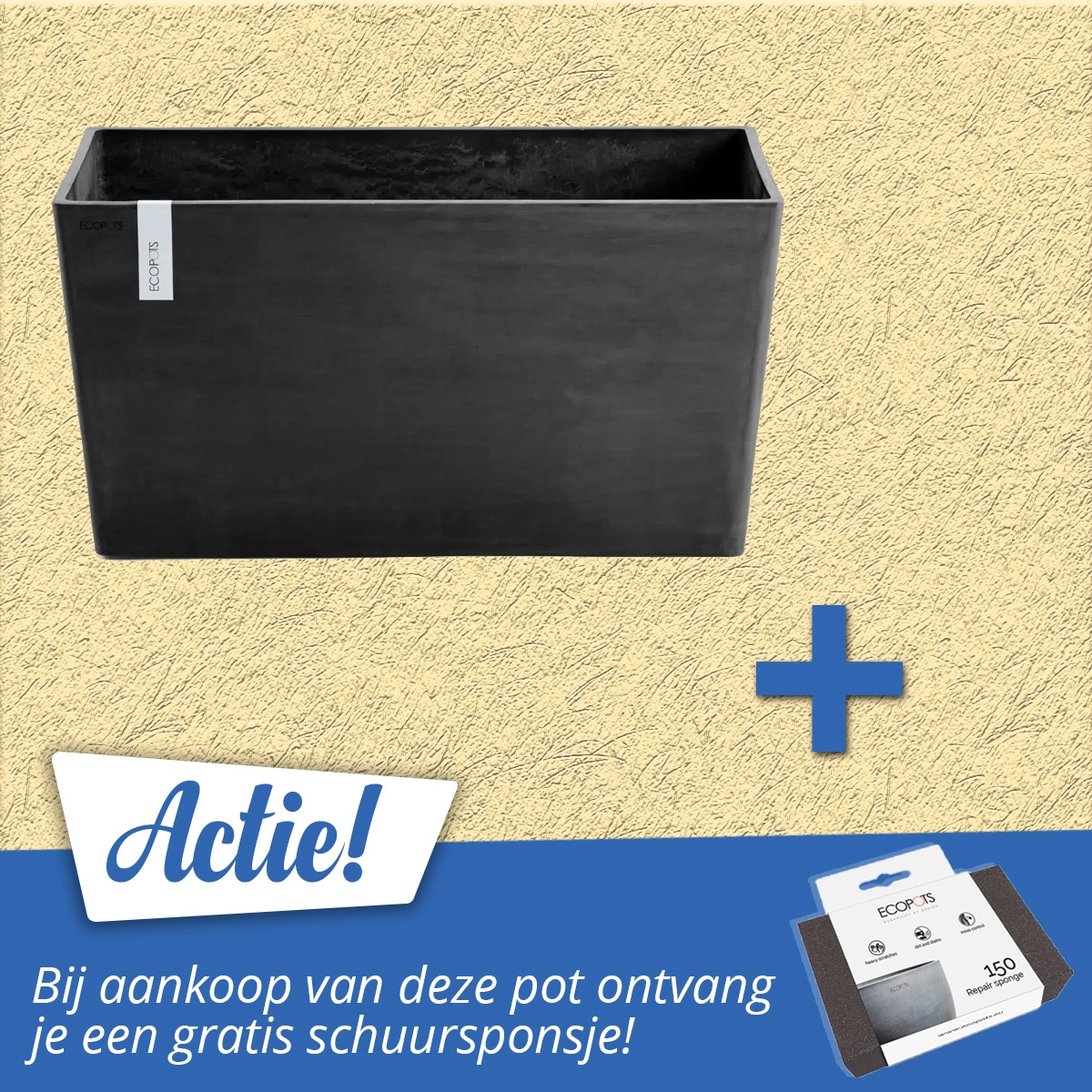 Ecopots Bloembak Paris 80 cm Donkergrijs Antraciet 