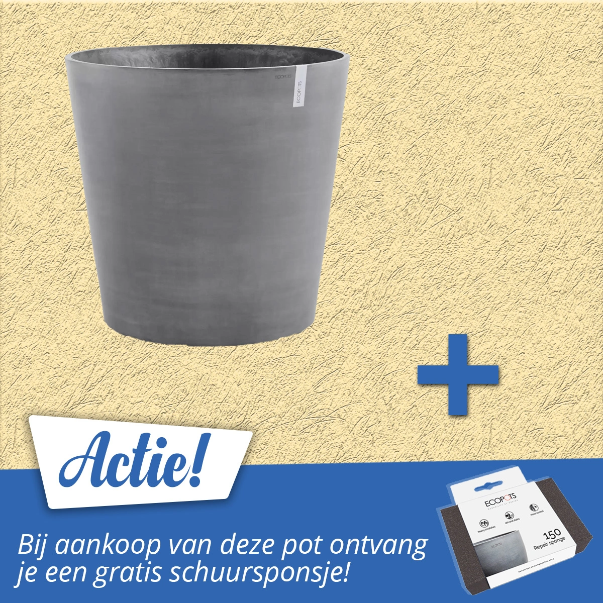 Ecopots Bloempot Amsterdam 60 cm Grijs wielen 
