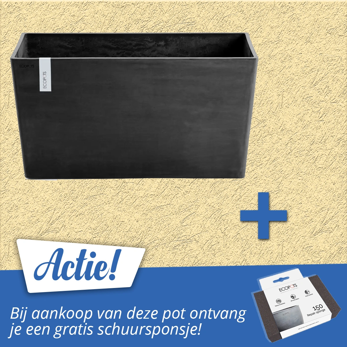 Ecopots Bloembak Paris 60 cm Donkergrijs Antraciet 