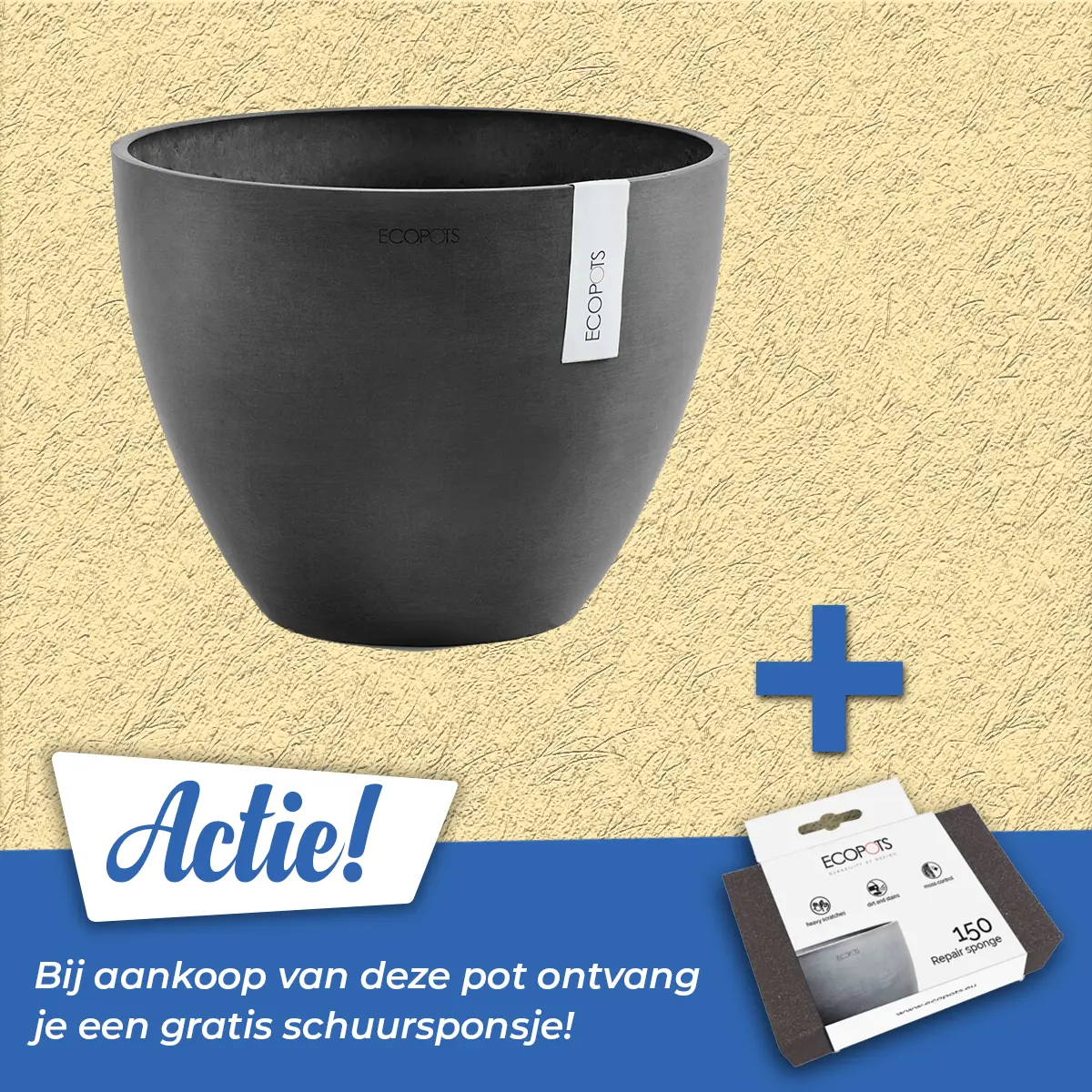 Ecopots Pot antwerpen donkergrijs d30cm