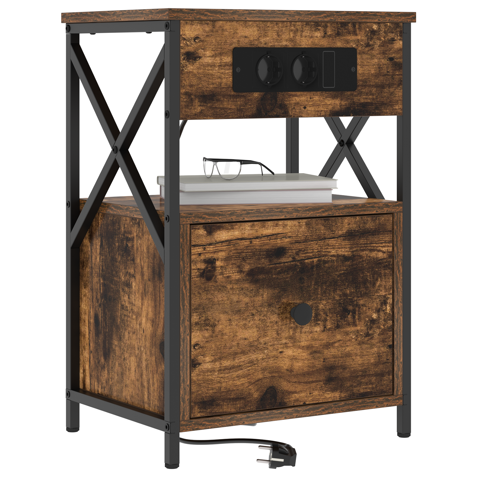vidaXL Bedside kasten 2 pcs Gerookt eiken 40 x 31 x 60 cm Bewerkt hout