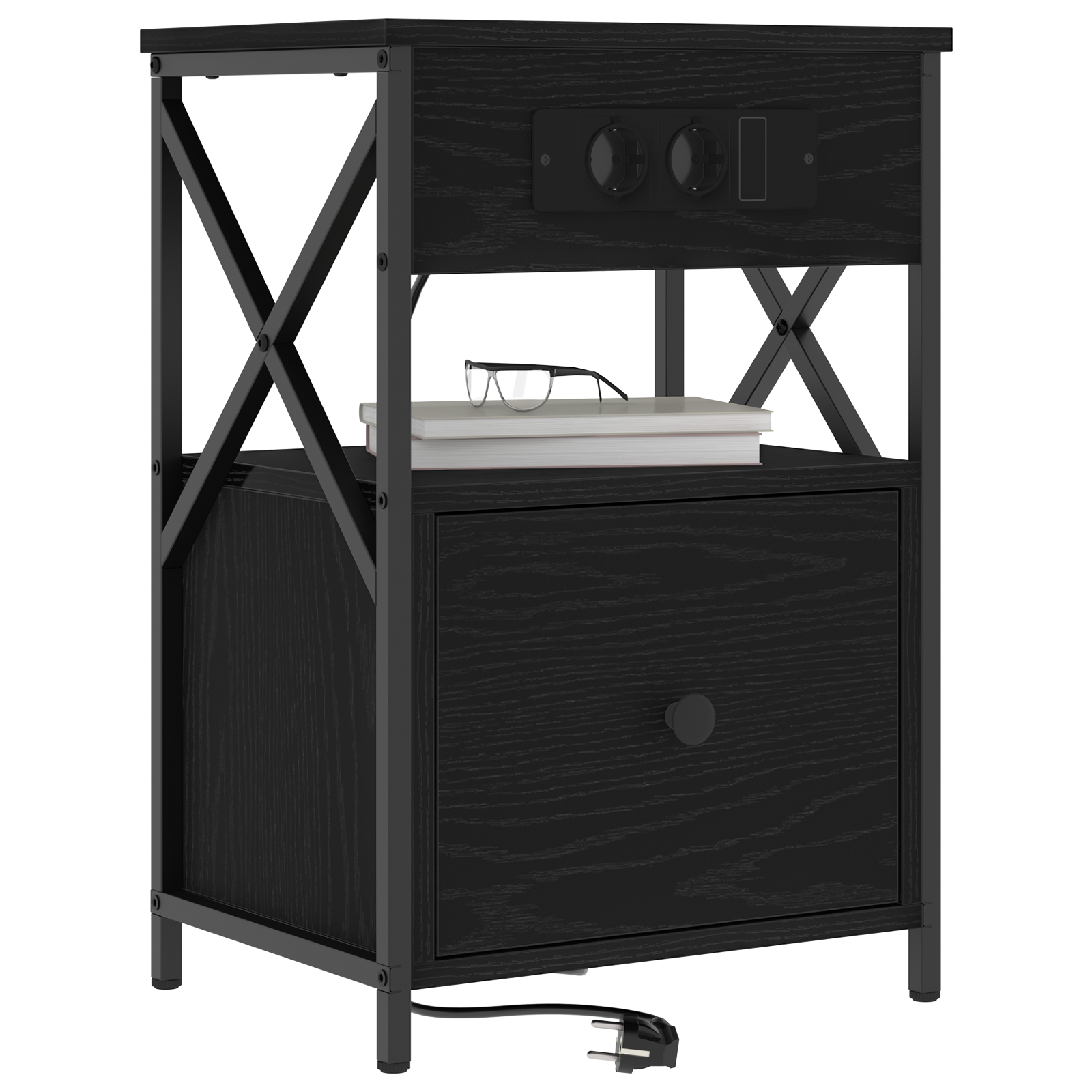 vidaXL Bedside kasten 2 pcs Zwart eiken 40 x 31 x 60 cm Bewerkt hout