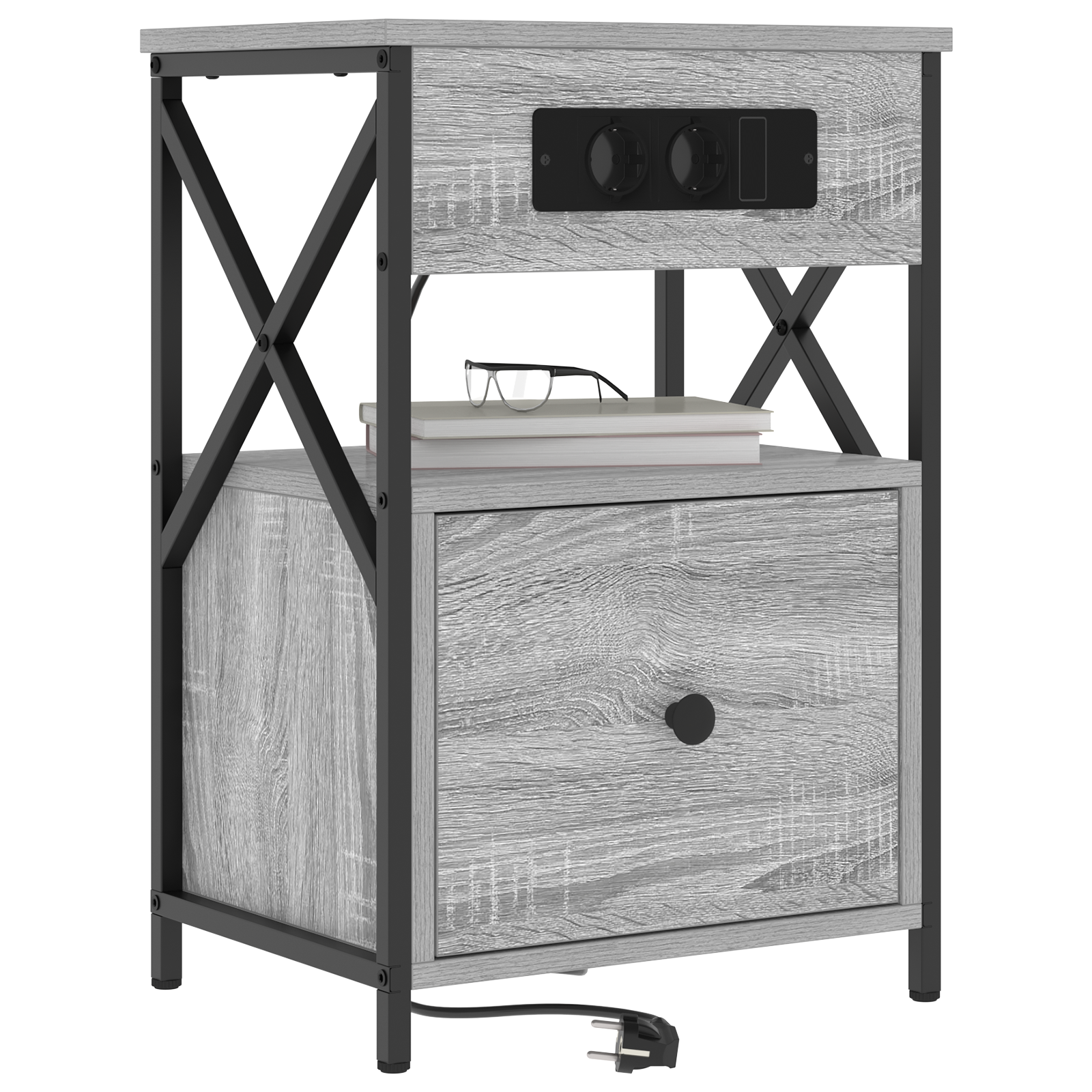vidaXL Bedside kasten 2 pcs Grijs sonoma 40 x 31 x 60 cm Bewerkt hout