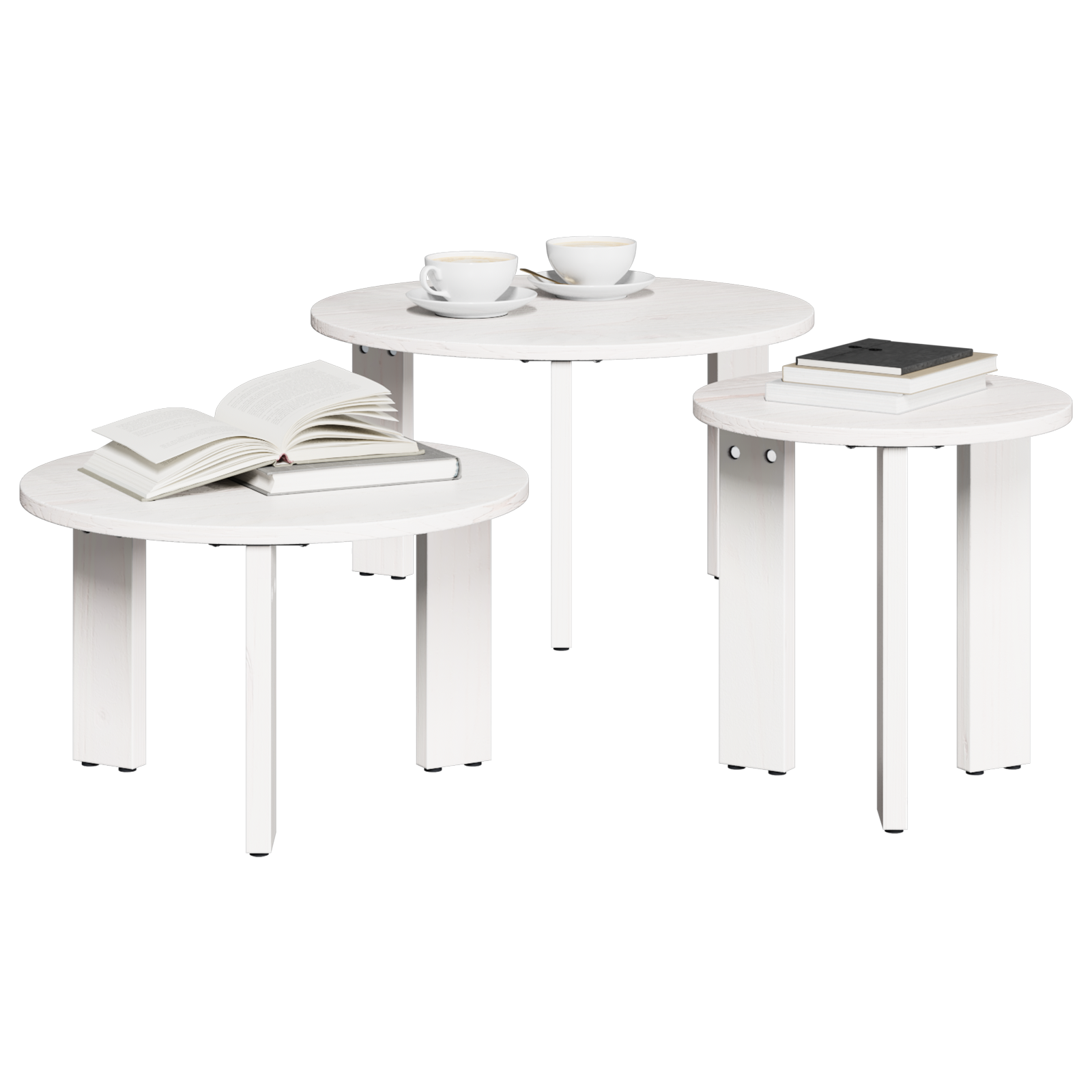vidaXL Koffietafel Set 3 pcs Wit 47.5 x 47.5 x 27 cm