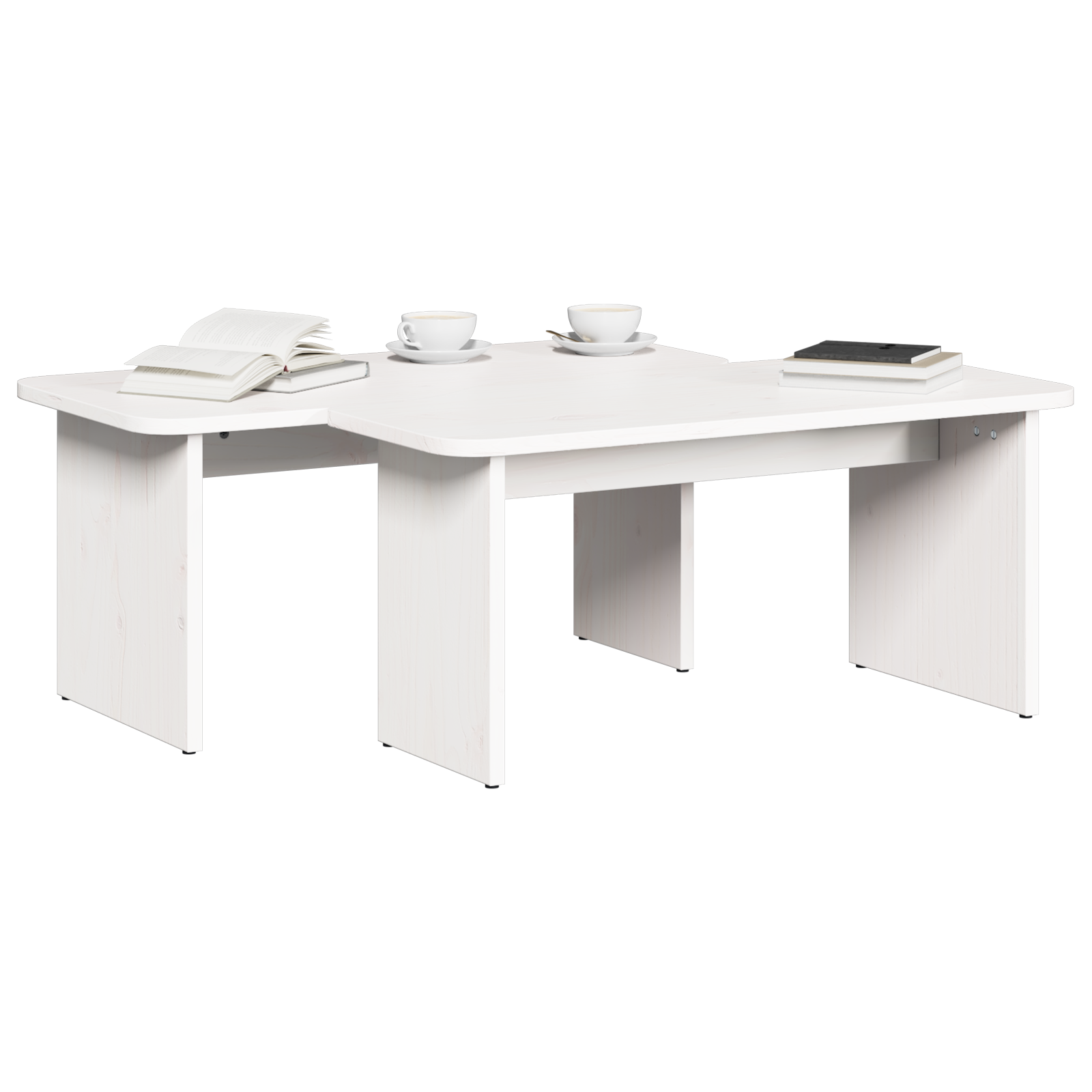 vidaXL Salontafel 2 pcs Wit 100 x 69 x 35.5 cm Massief grenenhout