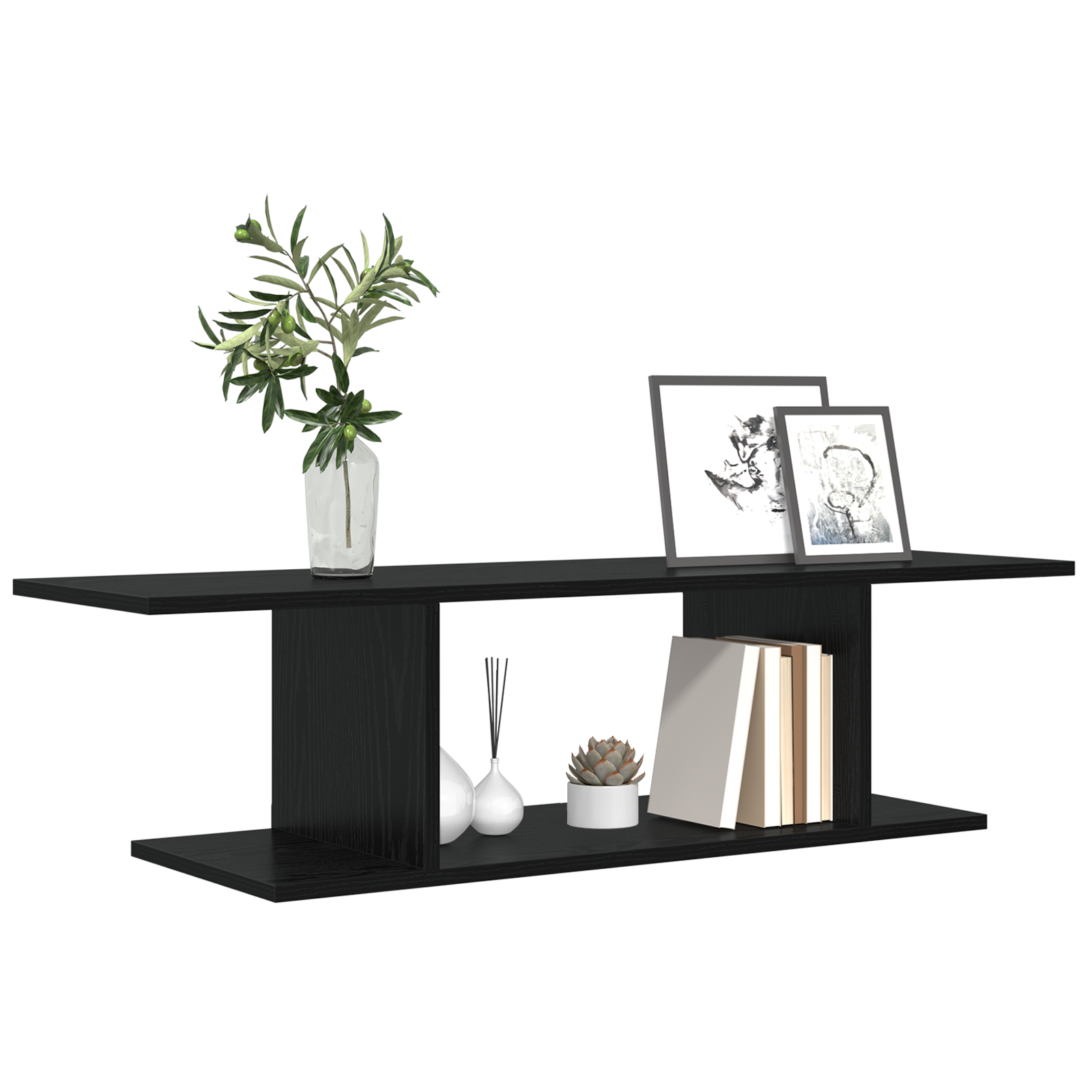 vidaXL TV-kast met plank met opslag Zwart 103 x 30 x 26,5 cm Bewerkt hout