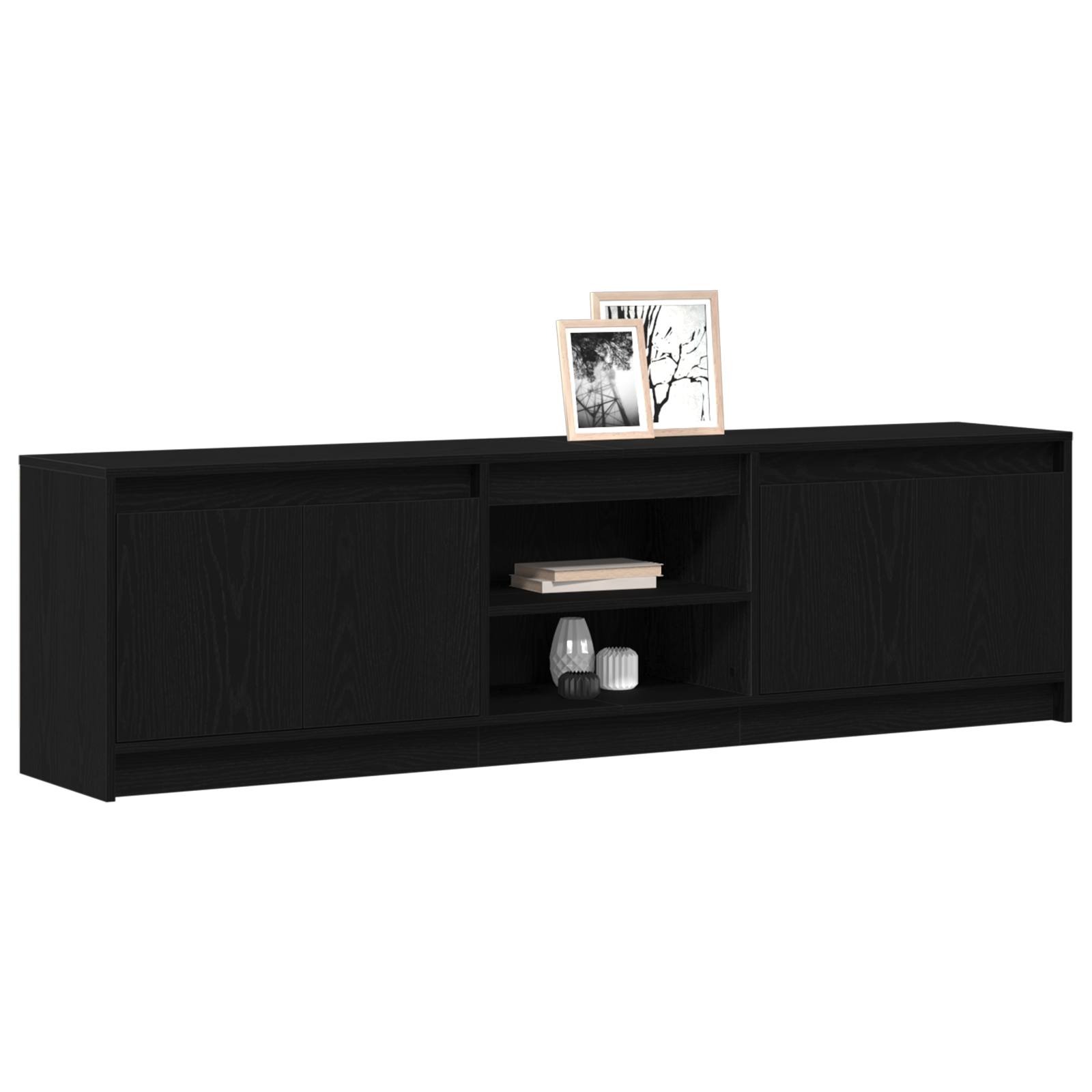 vidaXL TV-kast Zwart 182 x 34 x 50 cm Geengineerd hout en Spaanplaat