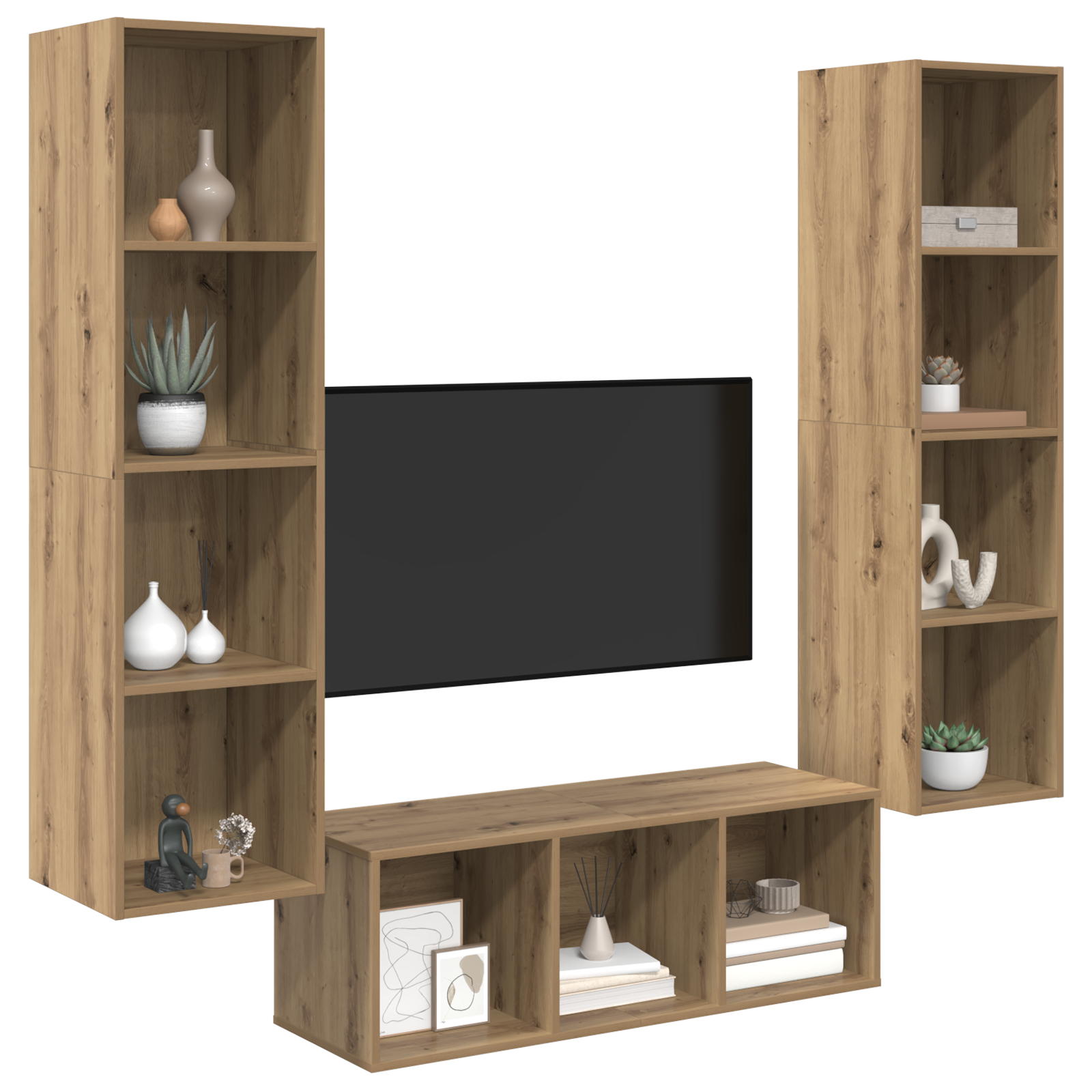 vidaXL TV-kast set 3 pcs artisanaal eikenkleurig 37 x 37 x 142.5 cm