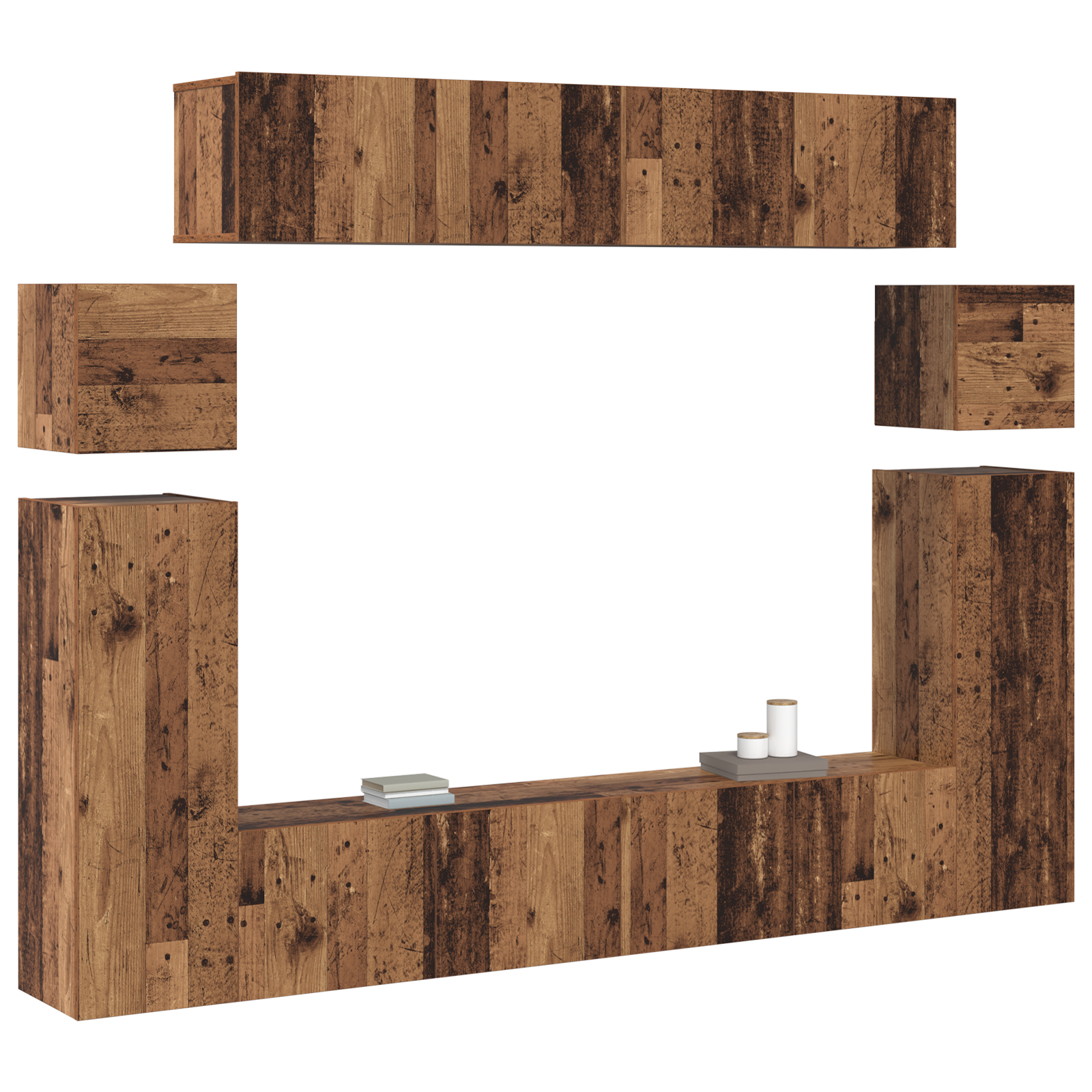 vidaXL Tv-meubelset 8 pcs Bruin 30.5 x 30 x 90 cm Massief eikenhout