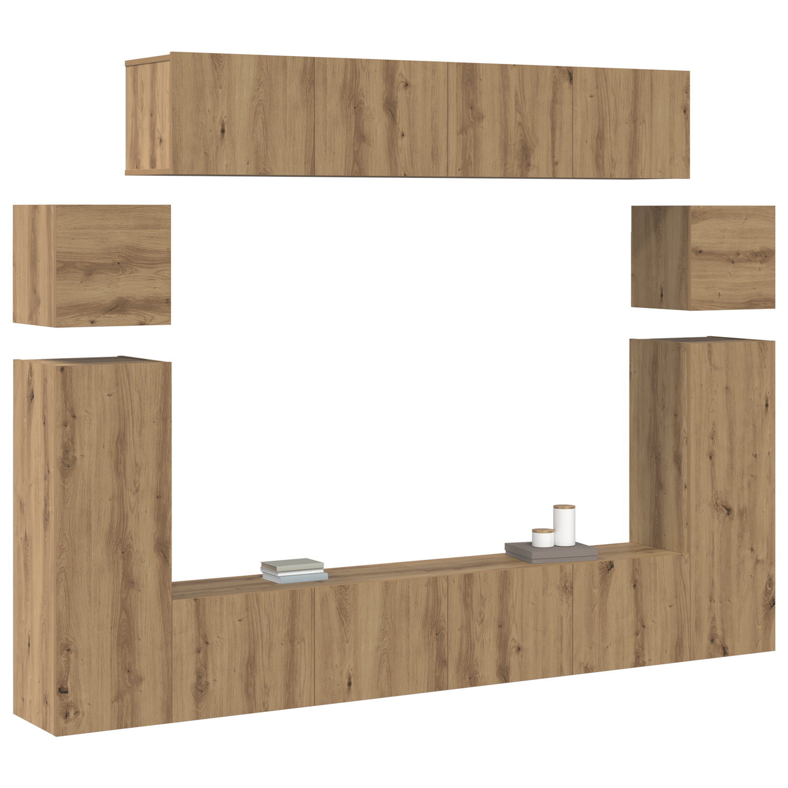 vidaXL Tv-meubelset 8 pcs Bruin 30.5 x 30 x 90 cm Bewerkt hout