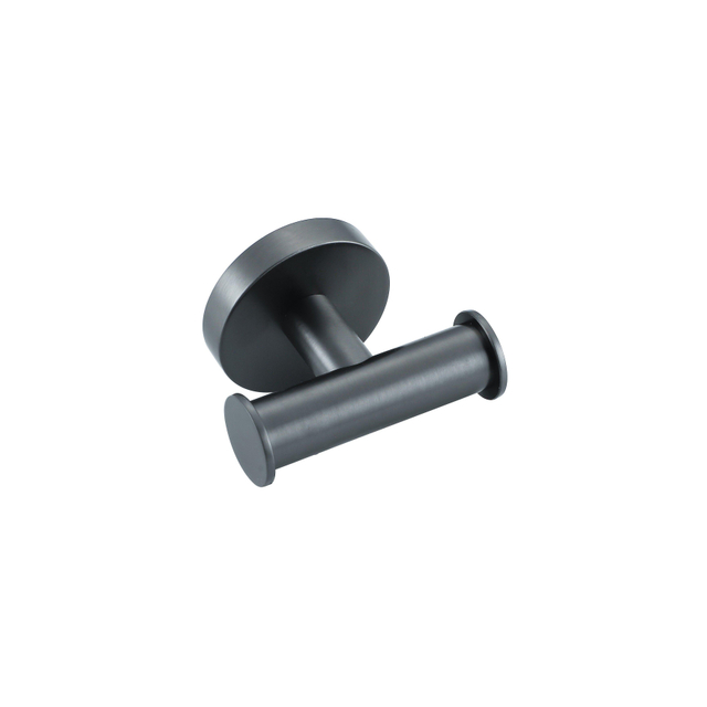 Fortifura Calvi Handdoekhaak - rond - dubbel - Geborsteld Gunmetal PVD Double_Towelhook_GM