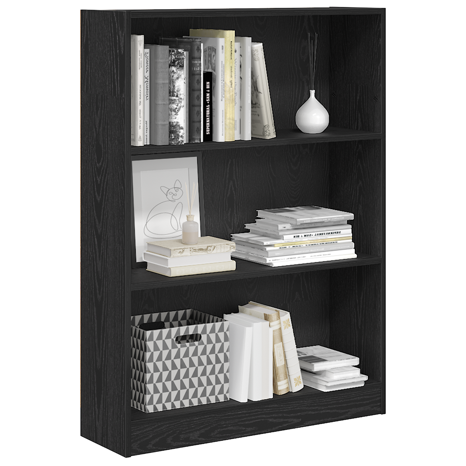 vidaXL Boekenkast Zwart eiken 80 x 24 x 109 cm Spaanplaat