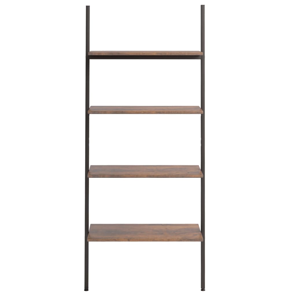 vidaXL Ladderrek met 4 schappen 64x34x150,5 cm donkerbruin en zwart