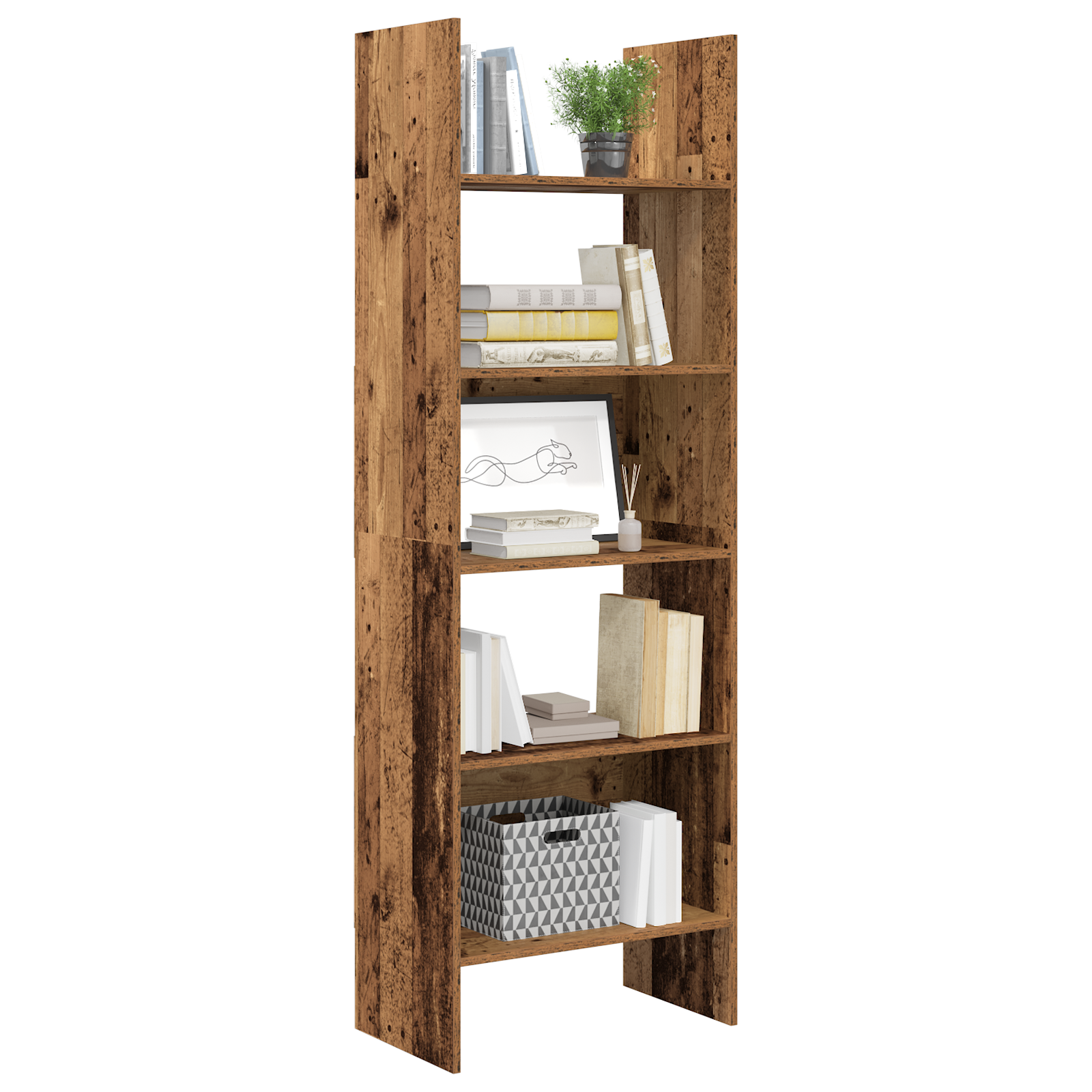 vidaXL Boekenkast Oud hout 60 x 35 x 180 cm Bewerkt hout