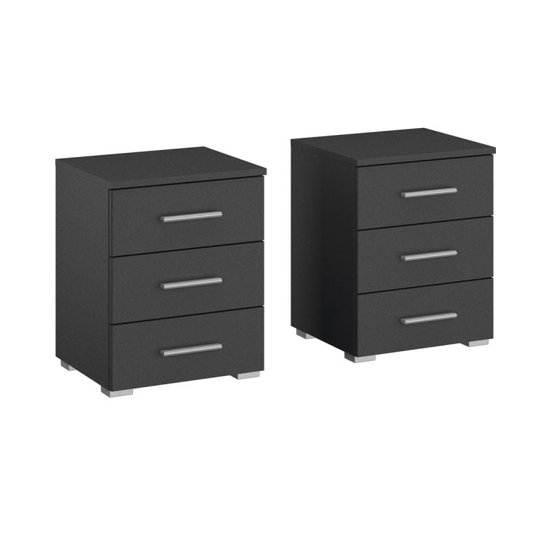 Budget Home Store Nachtkastje Bart Grijs metallic set van 2