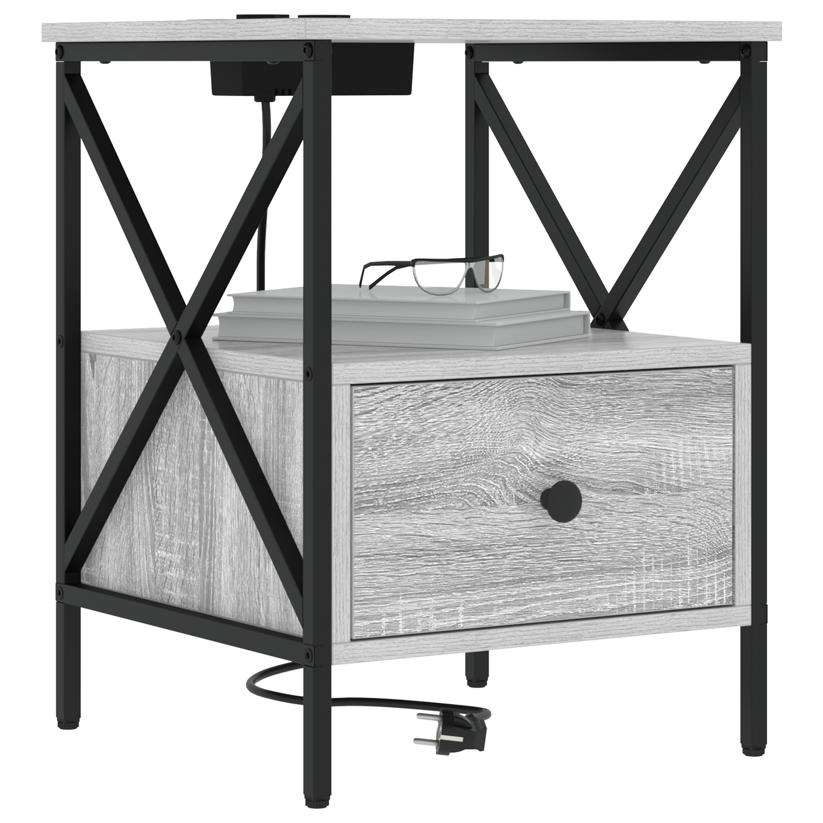 vidaXL Nachtkastje Grijs sonoma 41,5 x 40,5 x 55 cm Bewerkt hout