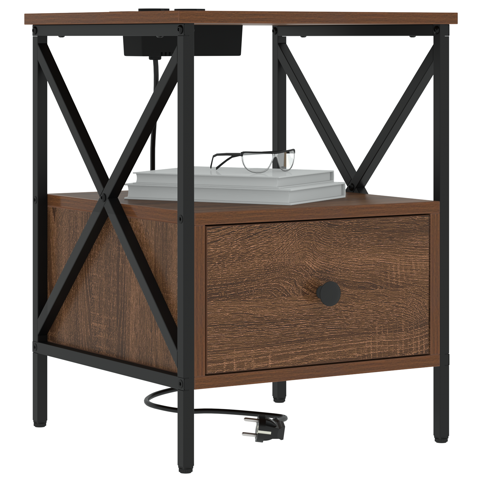 vidaXL Nachtkastje bruin eikenkleur 41,5 x 40,5 x 55 cm Bewerkt hout