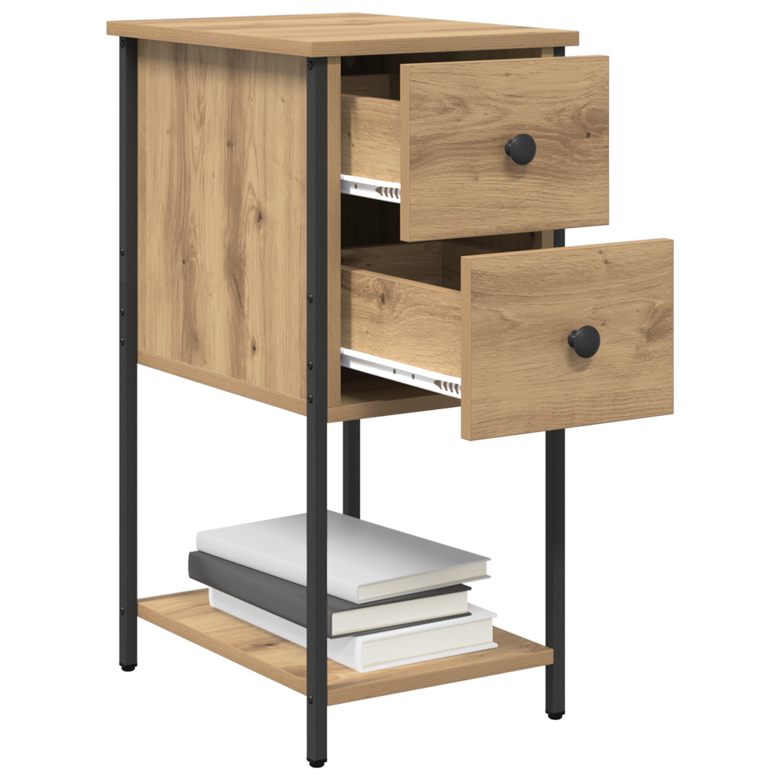 vidaXL Nachtkastje 2 pcs artisanaal eikenkleurig 32 x 42 x 70 cm