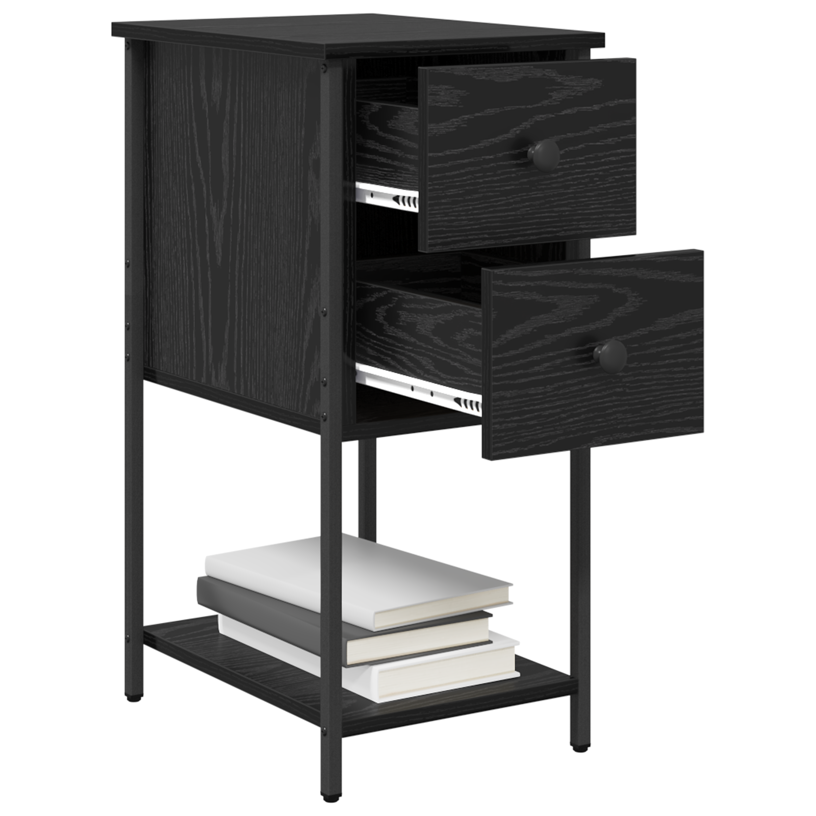 vidaXL Nachtkastje met lade 2 pcs Zwart eiken 32 x 42 x 70 cm