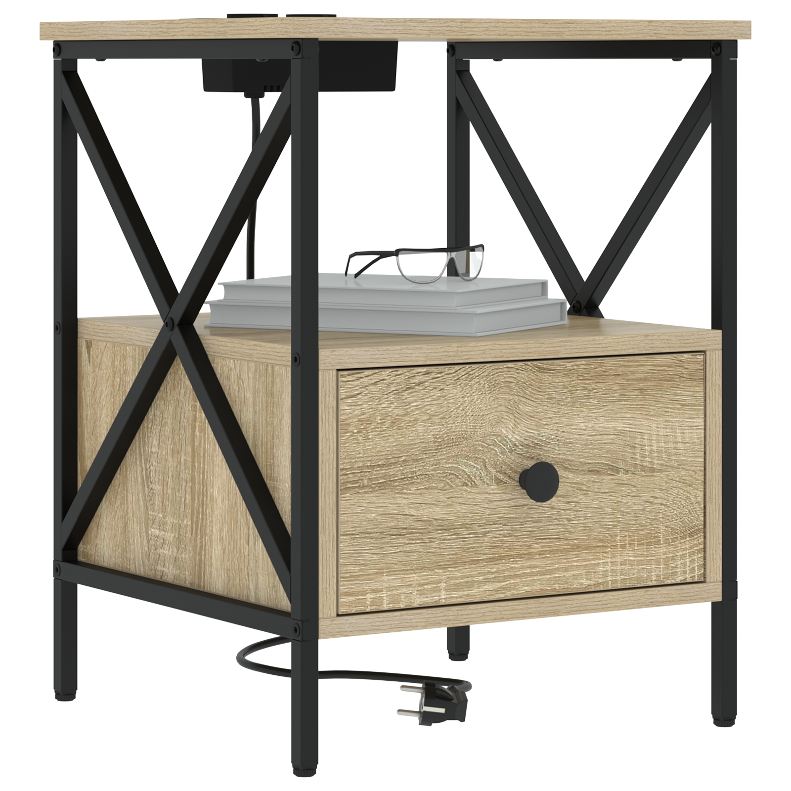 vidaXL Nachtkastje 2 pcs Sonoma eiken 41,5 x 40,5 x 55 cm Bewerkt hout