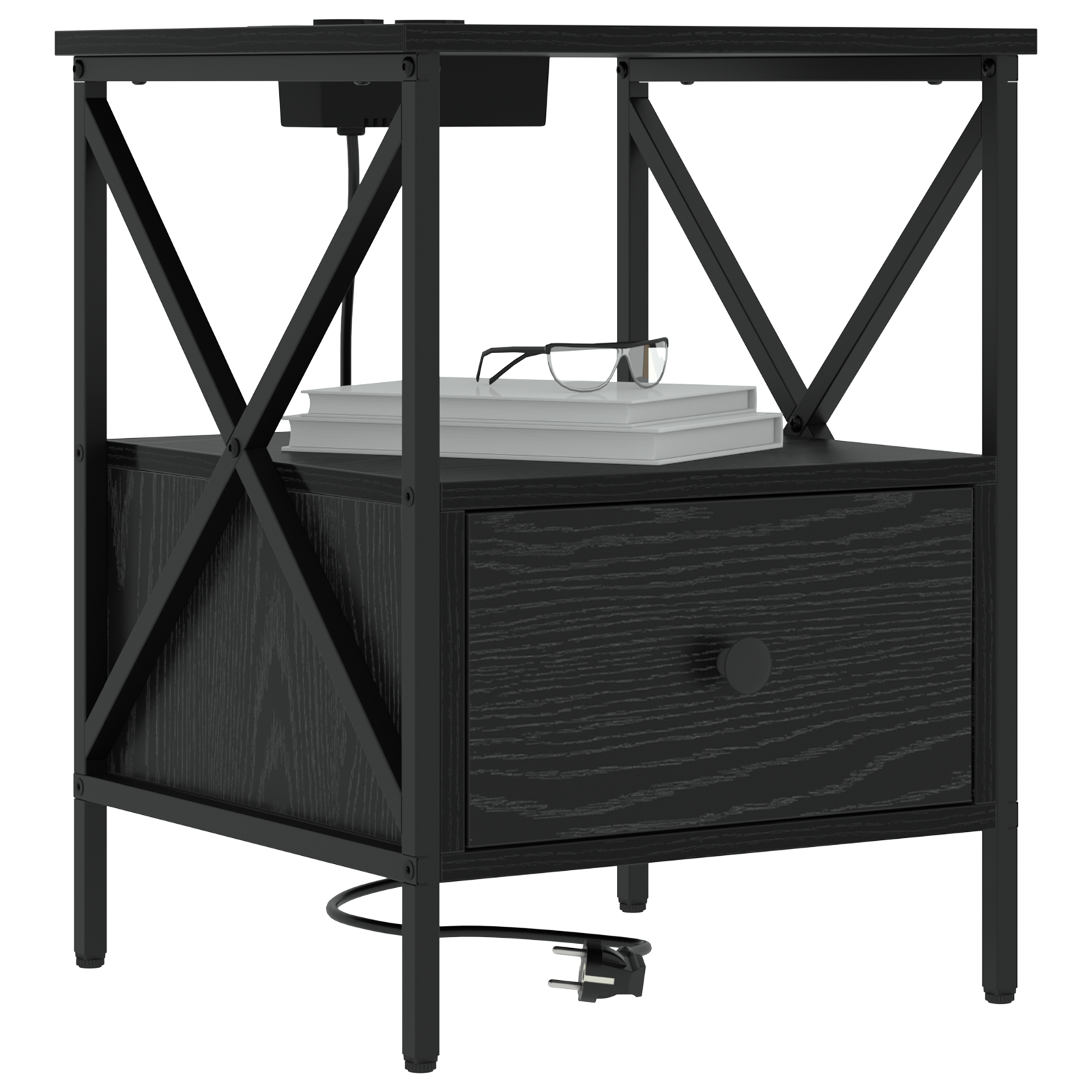 vidaXL Nachtkastje 2 pcs Zwart eiken 41,5 x 40,5 x 55 cm Bewerkt hout