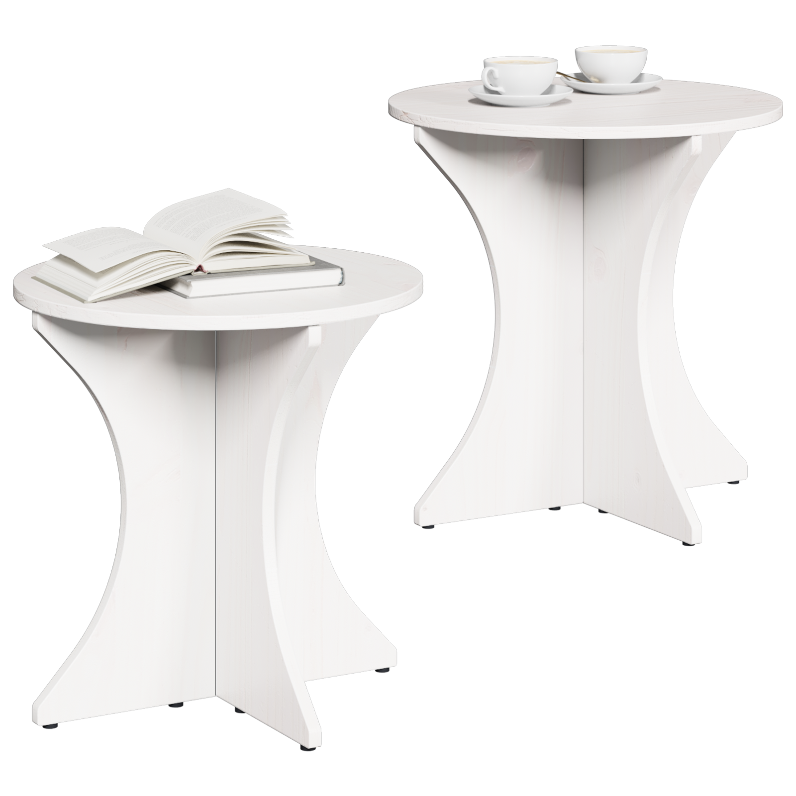 vidaXL Koffietafel Set 2 pcs Wit 46 x 46 x 47 cm Massief grenenhout