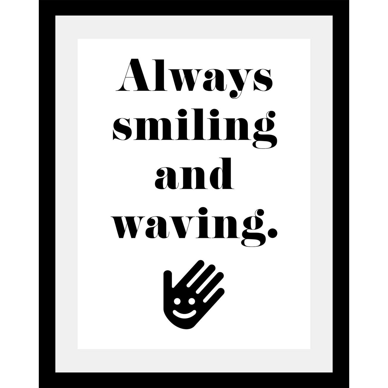 Queence Wanddecoratie Smile HD premium posterdruk incl. houten lijst