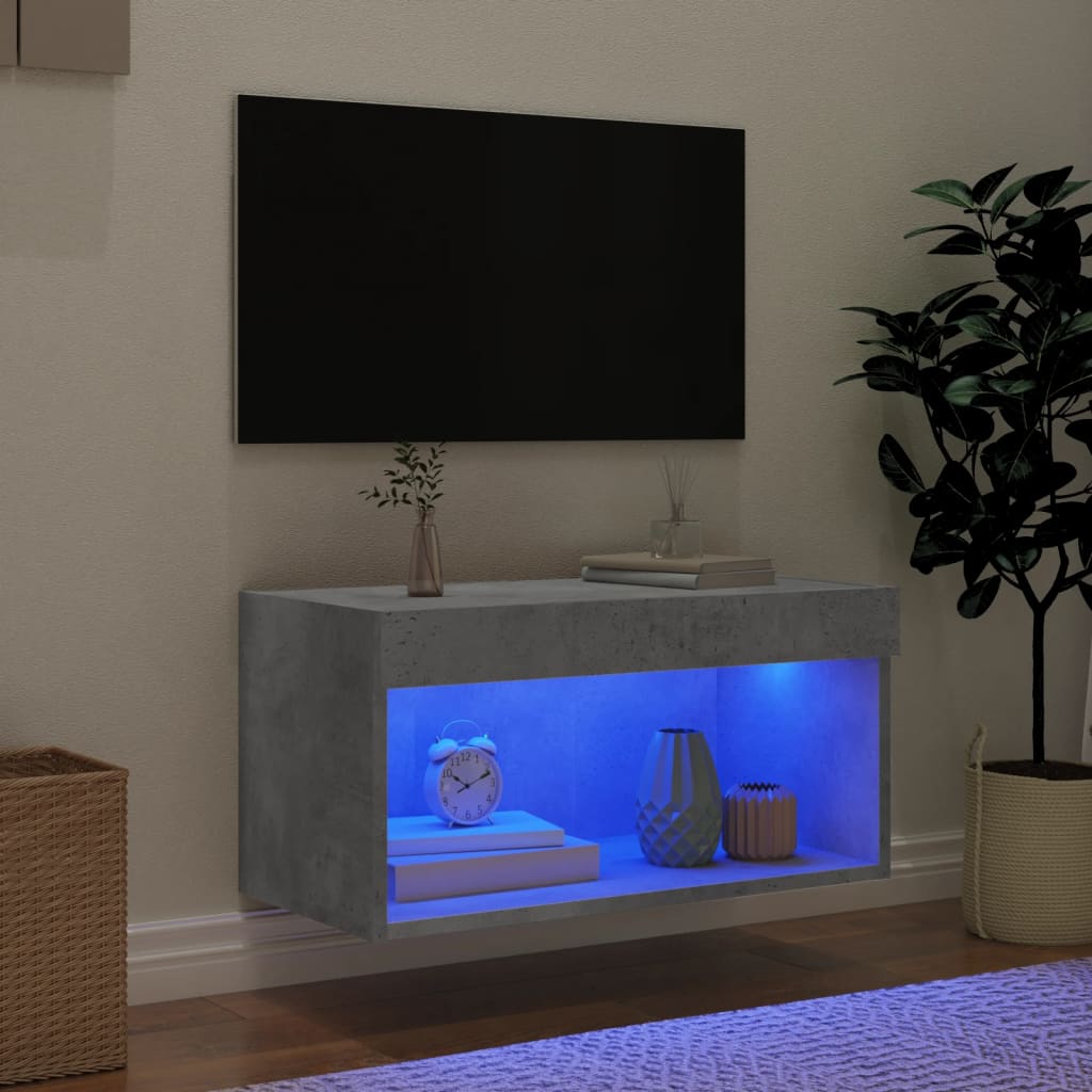 vidaXL Tv-meubel met LED-verlichting 60x30x30 cm betongrijs