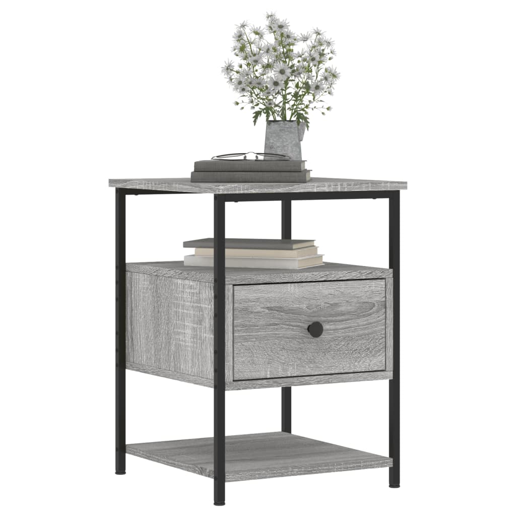 vidaXL Nachtkastje 40x42x56 cm bewerkt hout grijs sonoma