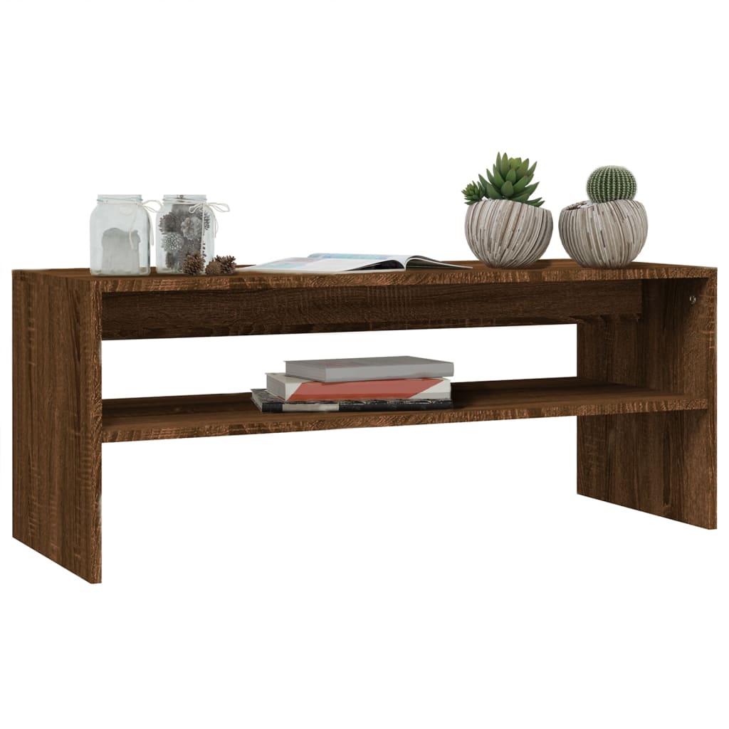 vidaXL Salontafel 100x40x40 cm bewerkt hout bruin eikenkleur