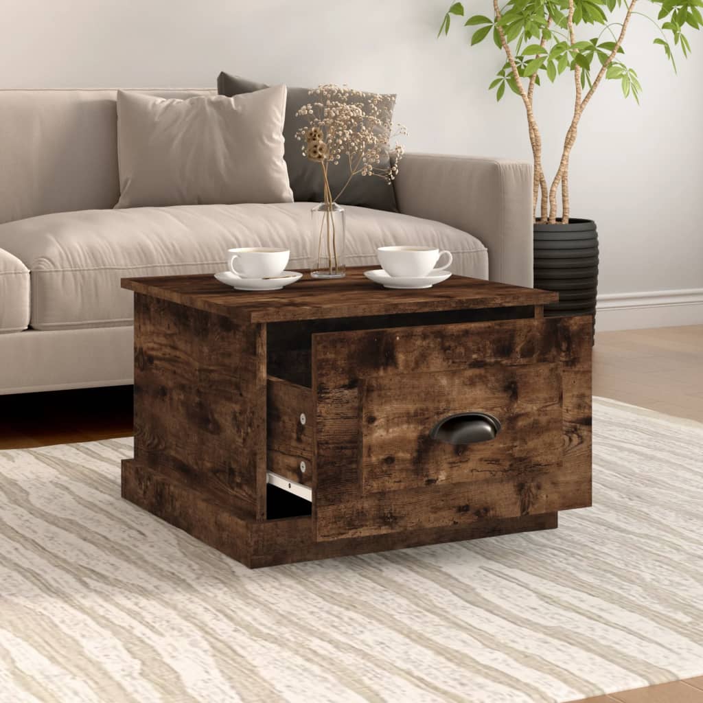 vidaXL Salontafel 50x50x35 cm bewerkt hout gerookt eikenkleurig