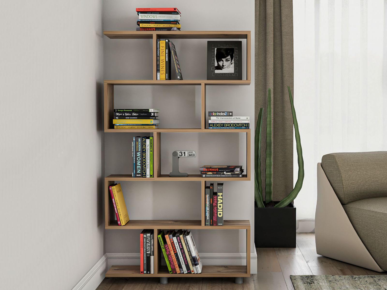 Mobistoxx Boekenkast ELFE 90 cm natuurlijke pijnboom